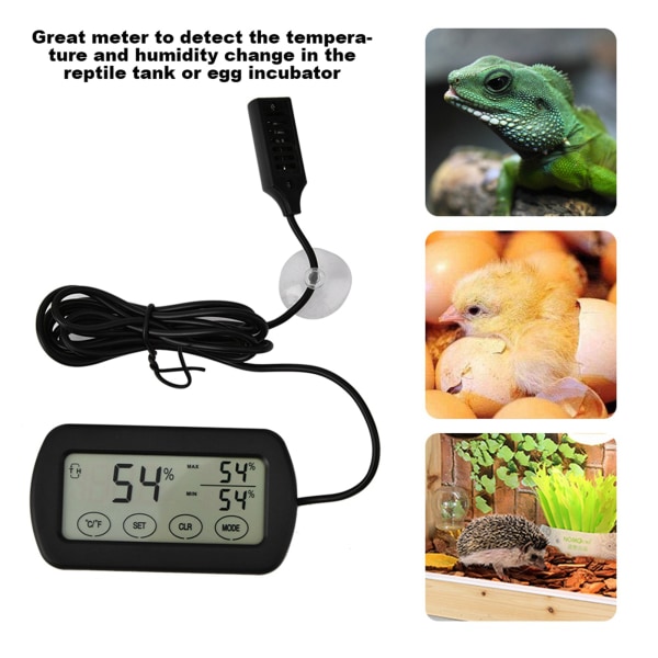 LCD-skjerm egg inkubator reptil tank digitalt termometer hygrometer