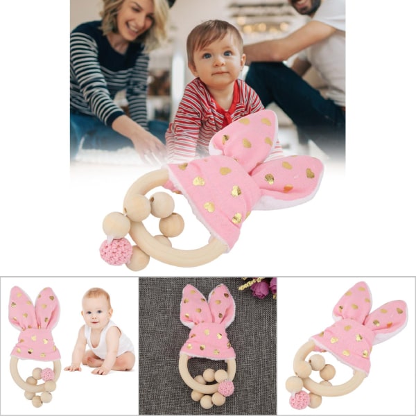 Trä handgjorda färgglada pärlor med kaninöras form hängande dekor för Baby Pink