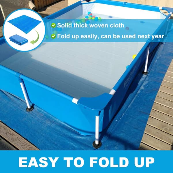 Rektangulær blå vandtæt foldbar poolmåtte 295x206 cm