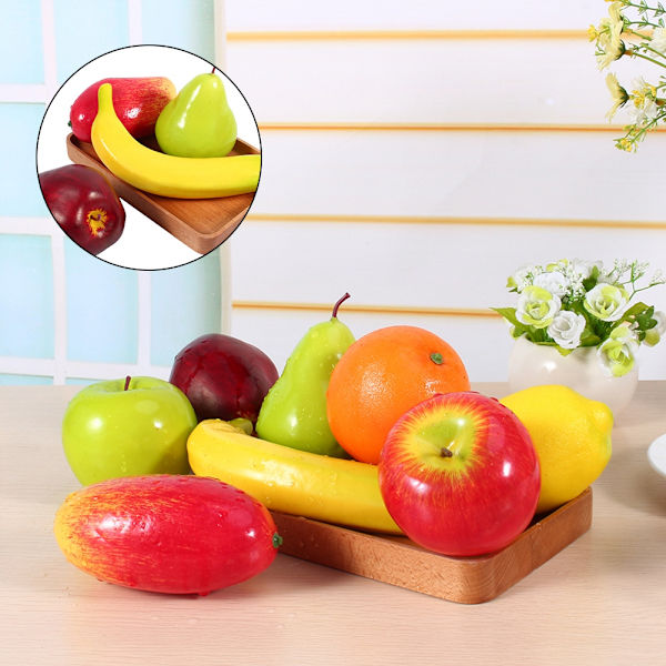 8 st/set Plast Frukt Kök Konstgjord Falsk Mat Display Hemfest Dekor Hantverk Naturtrogen