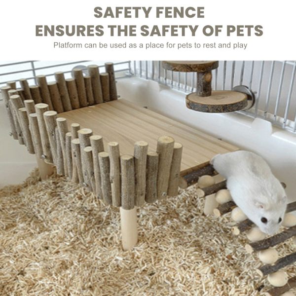 Hamsterklättringsplattform Trä Tuggleksak Liten Husdjursaktivitet Lekplats med Staket för Sockerglidare Gyllene Björn Universaltyp