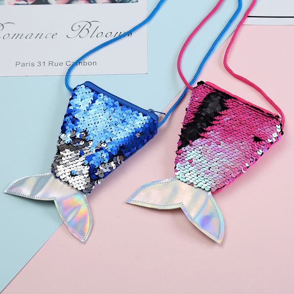 Sjöjungfru svans glänsande paljetter myntväska flickor crossbody väskor plånbok påse