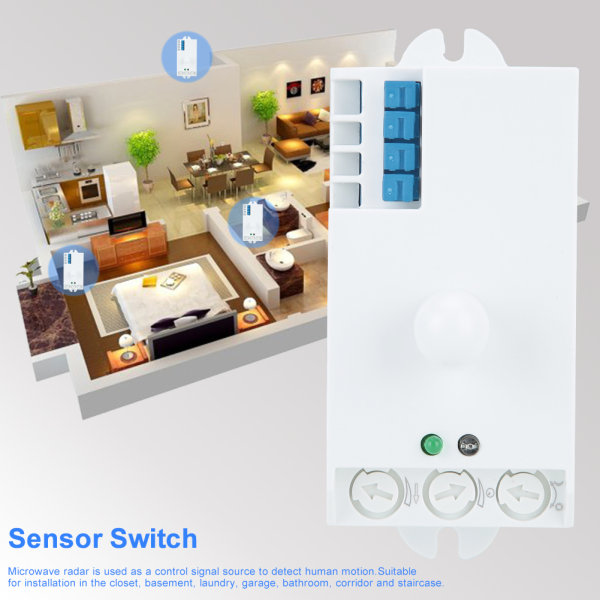 5,8 GHz intelligent krop induktion switch mikrobølge radar lys sensor switch DC 12-24V