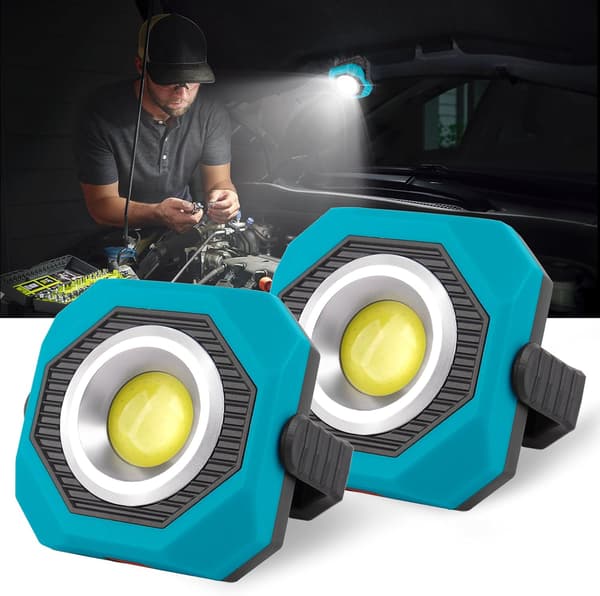 Solar Oppladbar LED Flomlys 3 Moduser Bærbar Arbeidslampe med USB Blå