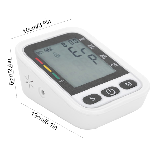 Automatisk digital blodtrycksmätare Sfygmomanometer Tonometer för mätning av överarmSvart och vit