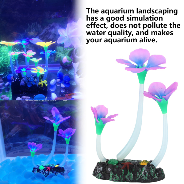 Keinotekoiset akvaariokasvit Elävät silikoniväriset hohtavat korallit akvaarion koristeisiin Violetti