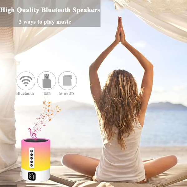 Bluetooth-højttaler vækkeur sengelampe med hvid støjmaskine multifunktionel