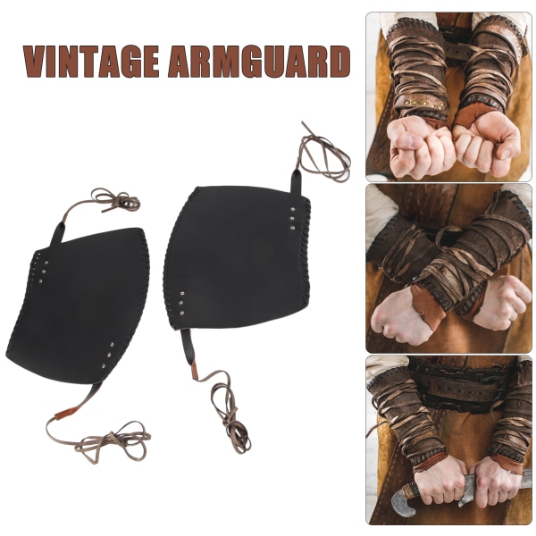 Gauntlet handledsskydd Medeltida Vambrace Konstgjort läder Arm manschett rustning bandage Punk Armskydd Bracers Cosplay dräkt
