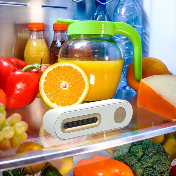 Kylskåpsdeodoriserande luftrenare för köksskåp i bil, vit, laddas via USB