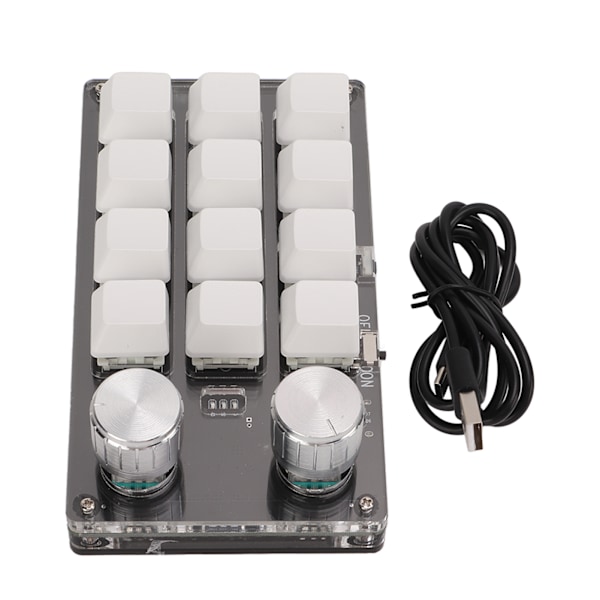 Programmerbar DIY Genvejstastatur Trådløst Multifunktionelt USB Bluetooth Dobbelttilstand 12 Taster med Knapper til Kontor Spil