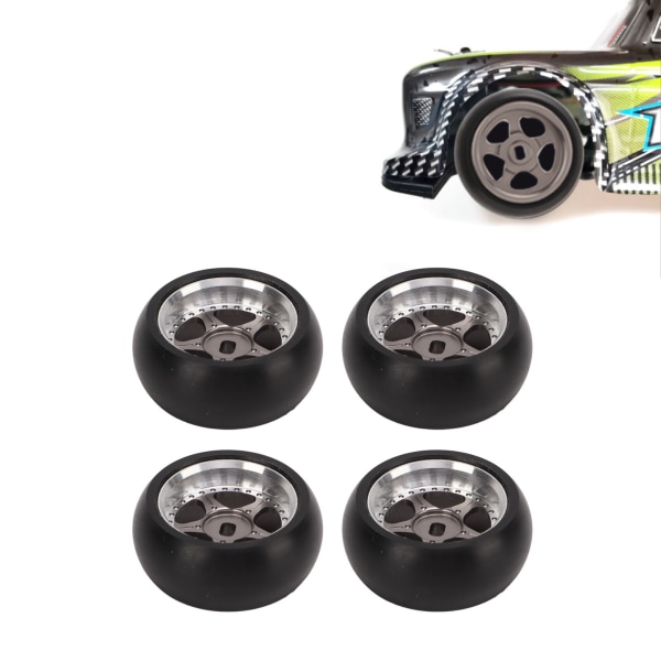 4 st RC-däck 5-uddig stjärna aluminiumlegering stark dämpning glänsande RC-driftrdäck för 1/28 för K969 för K989 för P929 Titanium