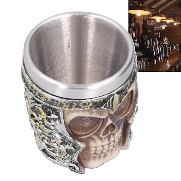 Hodeskallekrus i harpiks med rustfritt stålfor - Lett og lite vikingbeger for bar og hjemmefester