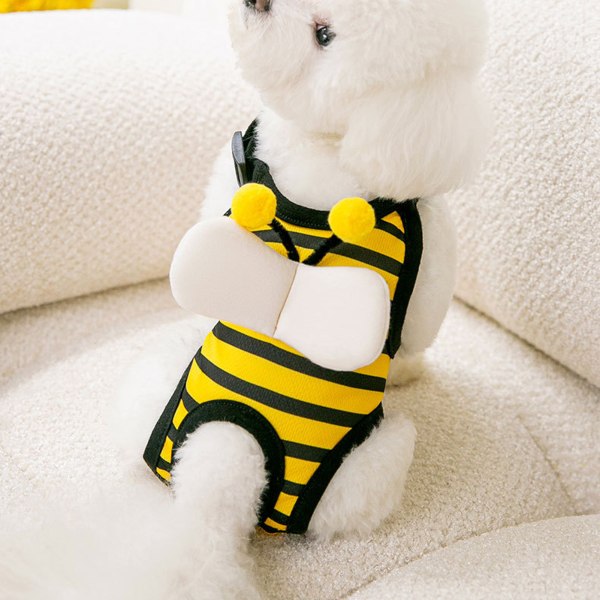 Sanitetstrosor för hund Justerbara Andningsbara Återanvändbara Söta valpunderkläder blöja med hängsel för våren sommaren Cute Bee M (rekommenderad vikt