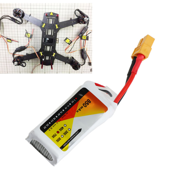 7,4V 850mah 70C 2S Lipo-batteri med XT60-stik, tilbehør, der passer til QAV250 Quadcopter RC-racerbil