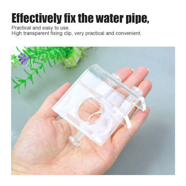 Høj transparent akryl ind og ud vandrør fiksering klemme enkelt hul til fiskebeholder akvarium 21mm