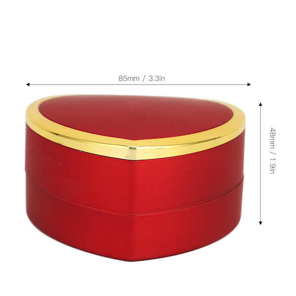 Hjärtformad ringask elegant stilren smyckesdisplay presentask med LED-ljus för förlovning bröllop röd
