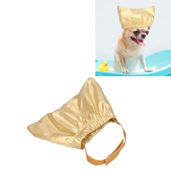 Kattebadehætte Vandtæt Anti-Øre Justerbar Åndbar Polyester Kæledyr Brusebad Hat til Hunde Guld M