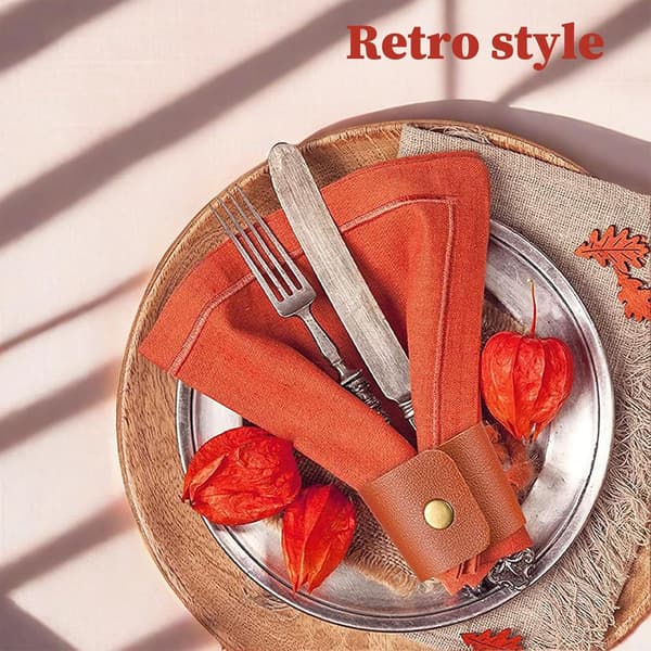 Servietringe 12 stk. sæt juleservietringe retro brune vintage læder servietringe