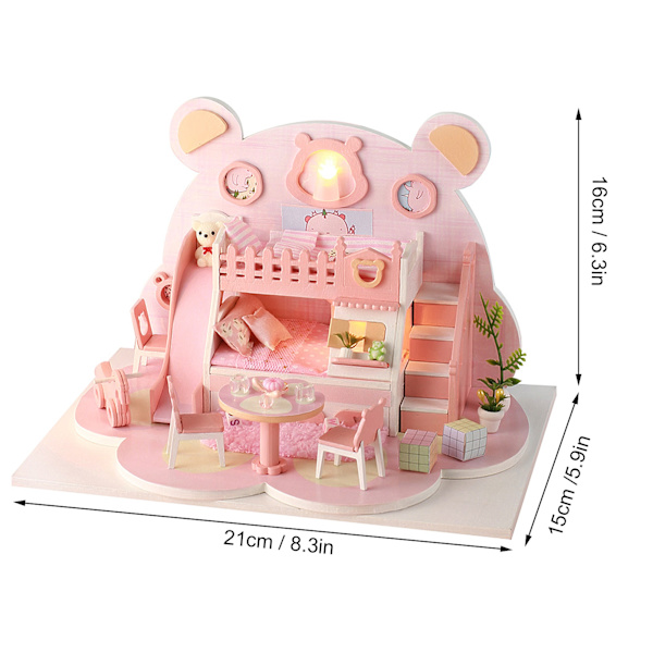 3D DIY Træ Dukkehus Miniature Hus Model LED Lys Træ Dukkehus Pige Legetøj