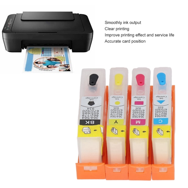 4 stk blekkpatroner svart blå magenta gul permanent chip erstatning påfyllbar blekkpatron for HP Officejet 904