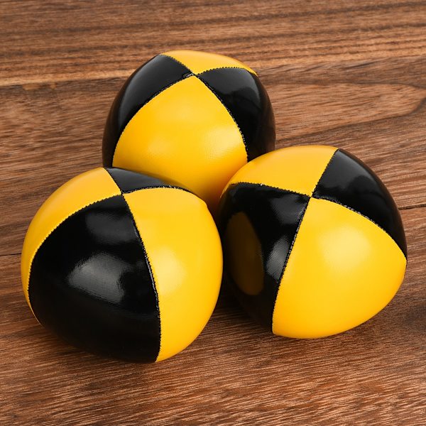 3PCS Gul Svart PU Thud Jongleringsbollar Clown Spelar Jongleringsboll Set för Nybörjare
