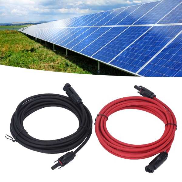 2pcs 12AWG 4mm² Solar Panel Extension Cable Black Red Solar Adaptor Extension Cable with Female Male Connector 1000VDC 5m / 16.4ft