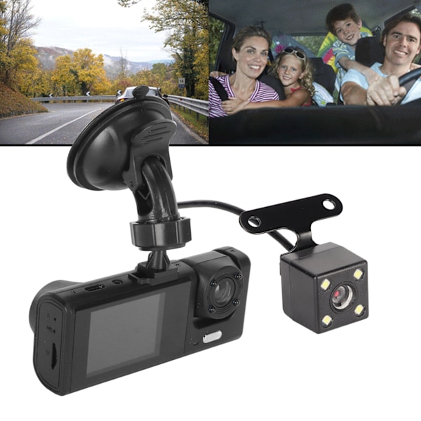 3 Lens Dash Camera Car Driving Recorder with IR Night Vision Loop Recording G Sensor Emergency Saving