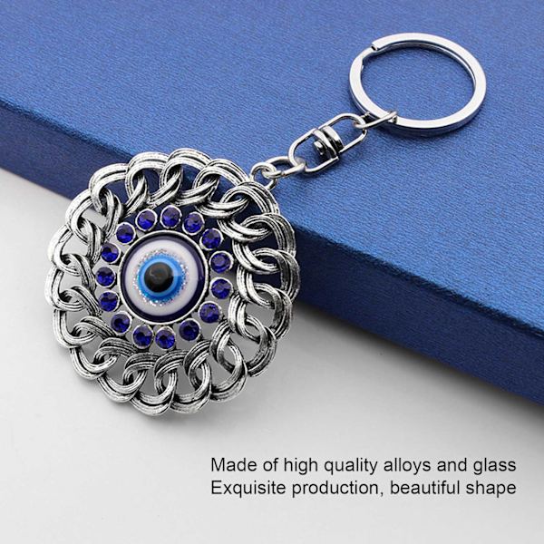 2 stk. Ondt Øje Nøglering Openwork Rundt Snoet Diamant Tyrkiet Blå Ondt Øje Amulet Nøglering Taske Charm Dekor