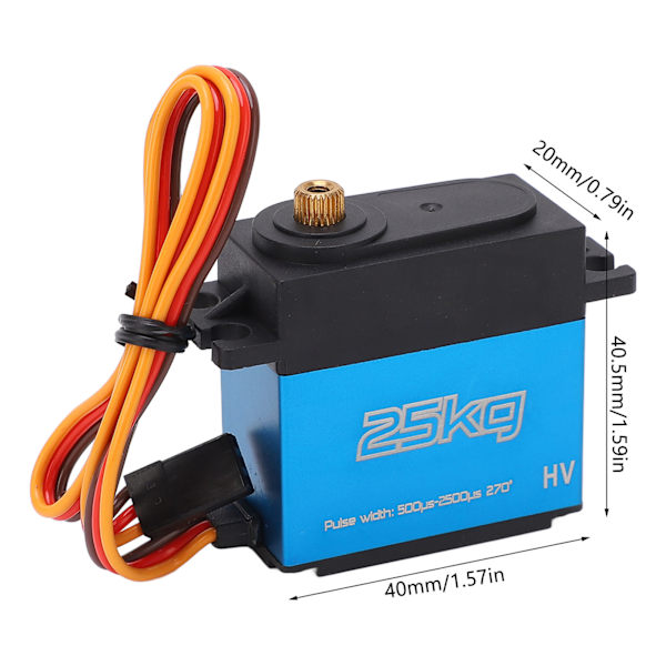 2 kpl 25 kg:n digitaalinen servo, 270 asteen korkea vääntömomentti, vedenpitävä, täysin metallivaihteinen RC-servo, jossa 25T metallinen servovarsi RC-autoon