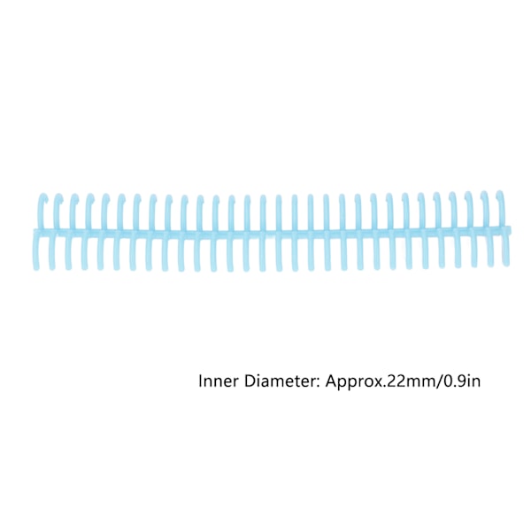 10 st lösbladspinn 30 hål 22 mm innerdiameter slitstarka plastbindningsringar transparent blå
