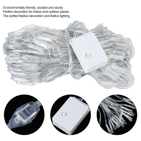 3x2m Distinktiv 320LED Netlys LED Mesh Lys Dekoration til Hjem Fest Indendørs Udendørs EU Stik 220V Hvid