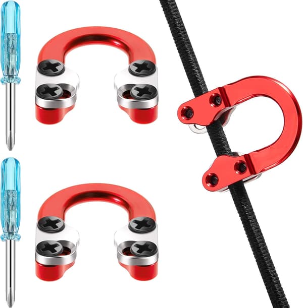 2 uppsättningar bågskytte D-loop compoundbåge metall U-nock D-ring spänne utlösare med skruvmejslar