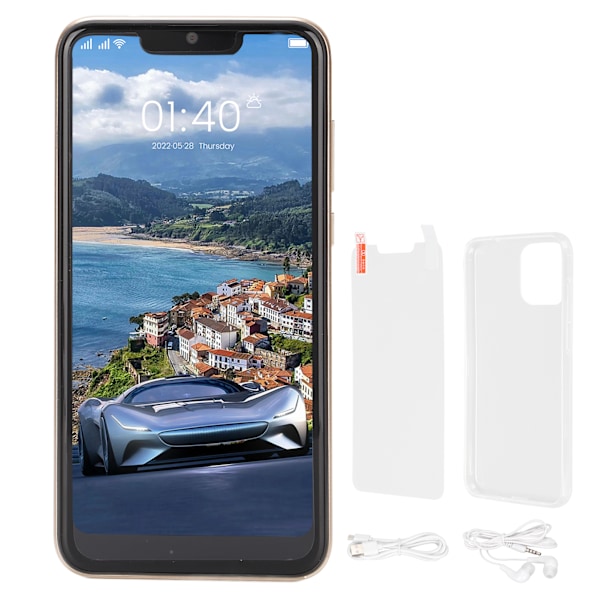 IP13 Pro Max 6.1 tuuman HD-näytöllä varustettu älypuhelin 3GB 32GB Dual Sim -matkapuhelin etu- ja takakameralla Androidille, kulta