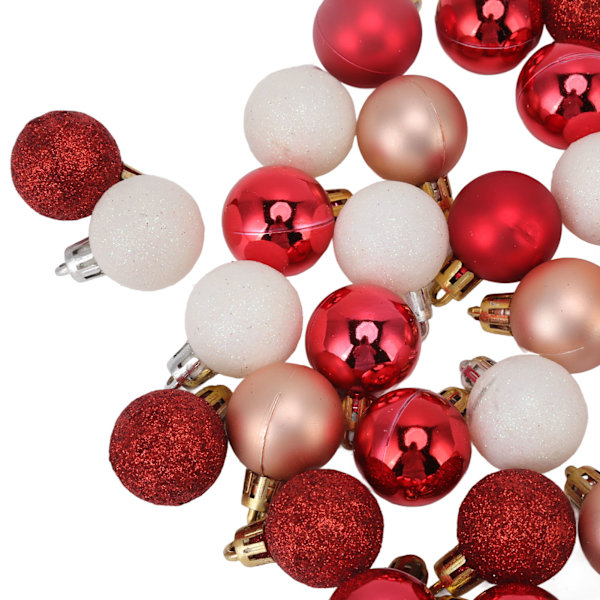 49 stk Mini Julekule Ornamenter Uknuselig Skinnende Fargerik Julekule for Ferie Bryllupsfest Dekorasjon Rød Hvit Rosa