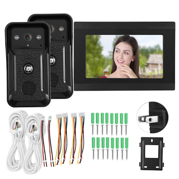 7 tommer 2 Kameraer 1080P Video Intercom Trådløs Wifi Dørtelefon Nattesyn Kamera 100-240VUS