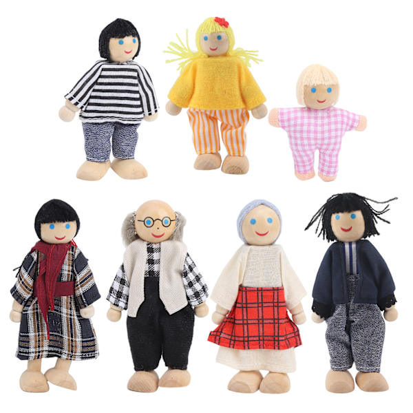 Familjdocka figurer tall miniatyr människor leksak set prydnad pedagogisk dockhus tillbehör#2