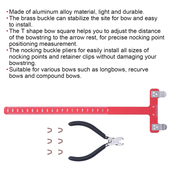 Bågskytte bågsträng nockpunkter mässingsklämma tång T-form mätlinjal set