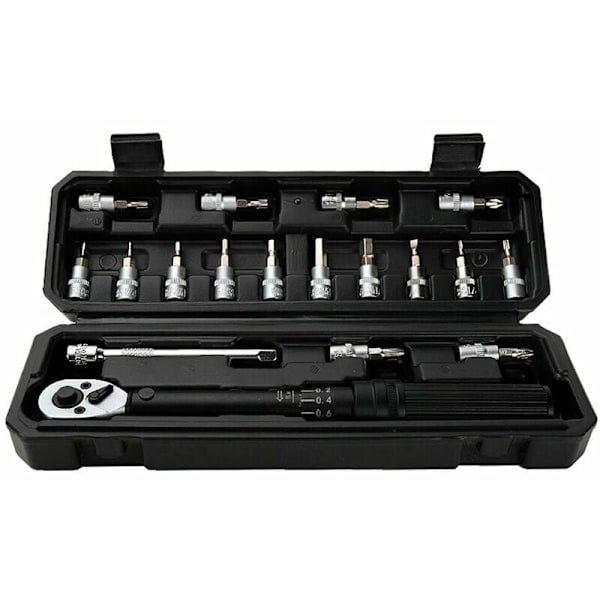 WISRETEC 2-20Nm 1/4 Inch 18PCS Double Scable Torque Wrench Preset Torque Wrench Bit Set Adjustable Torque Wrench for Home Bike Car Repair with