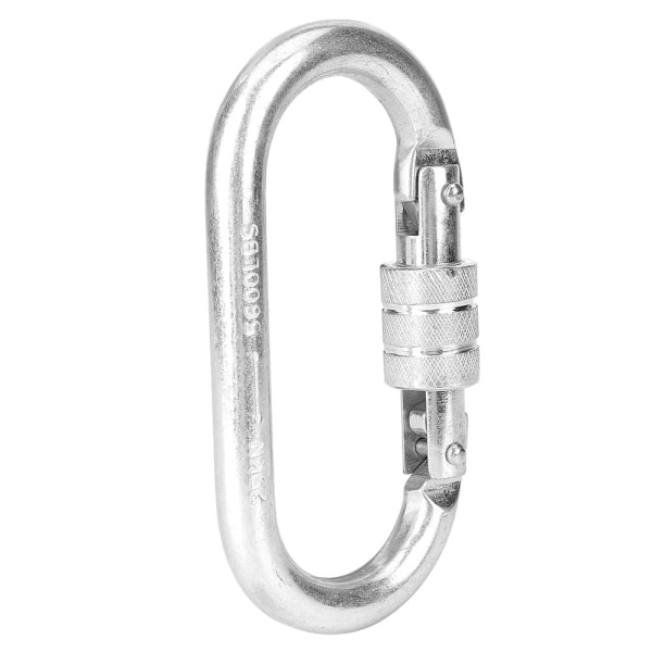 25KN Silver Alloy Steel Utomhus Säkerhetslås O-formad Spänne Klippklättring Räddningskarbinhake