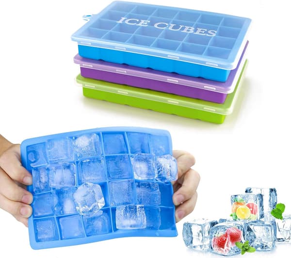 Isbitsformar 3-pack, flexibel isbitsform med enkel lossning, 24 kuber per form för cocktails, whisky, barnmat, choklad