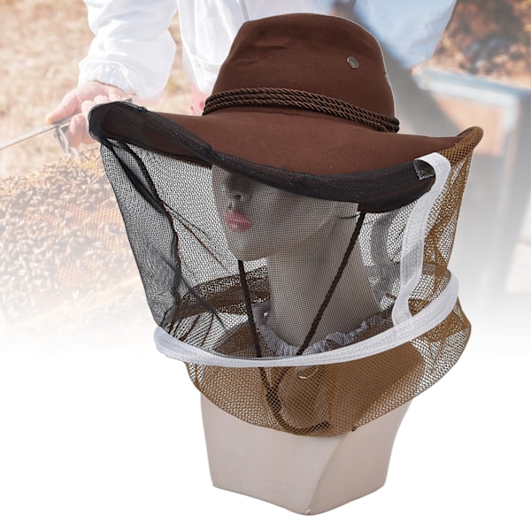 Biavler Cowboy Hat Stramning Design Åndbar Mesh Biavl Slør Hat til Biavlere Fiskere Jægere Campister