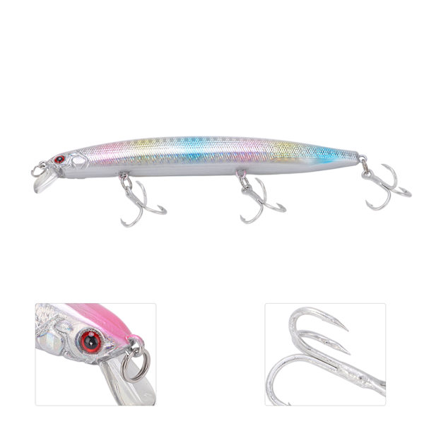 Antikorrosion Minnow Lokkemad 3D Øjne Fiske Hard Bait Fiskegrej med 3 Skarpe ModhagerNr. 3