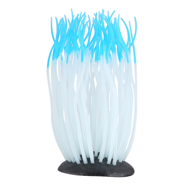 Simuleret kunstig silikone søanemone koral ornament til akvarie fisketank dekoration (blå)