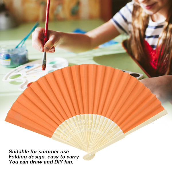 5 st Fällbar Bambu Handfläkt Sommar Varm Dag Fällbar Fläkt Prop DekorationOrange