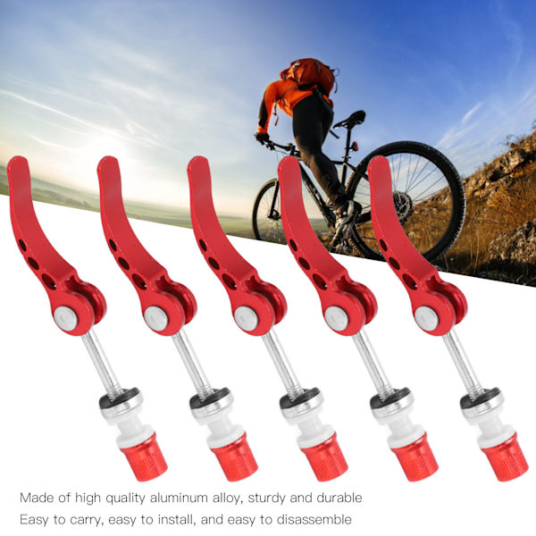 5 stk. sadelpindsklemmer med hurtigudløsning i aluminiumlegering, holdbar cykelrørsklemme med fast gear til universelle cykler, rød