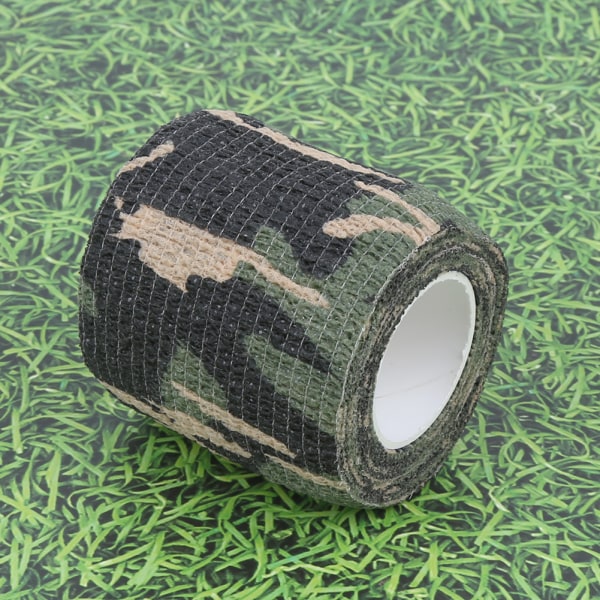 (5-pack) Självhäftande non-woven utomhus stretchtejp jaktkamouflagetejp (skogskamouflage)