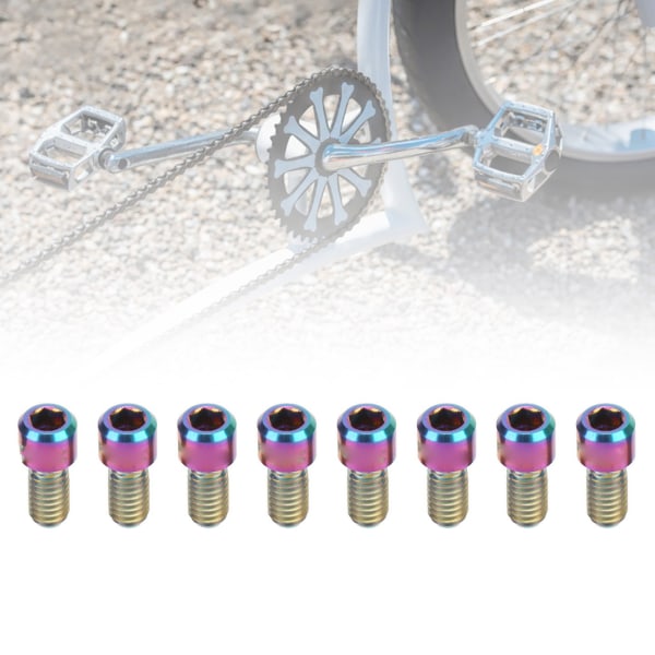 RISK 8 stk. Mountainbike Pedal Bolte i Titanlegering, Antislip Cykelpedalskruer, Pins, Klamper, M4x8mm, Farverige