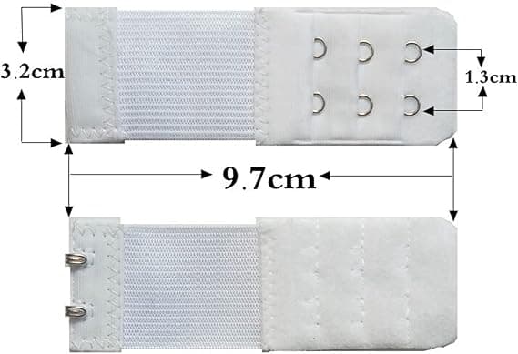 Pakke med 3 BH-stroppforlengere Elastisk forlengelsessett 2 kroker Hvit
