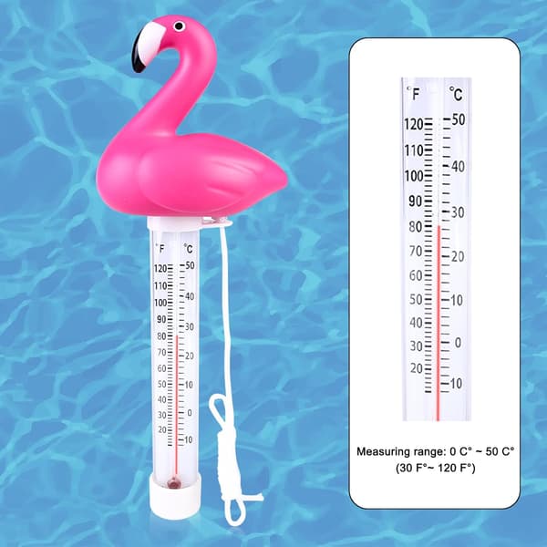 Flytande flamingo pooltermometer med rep för badkar, pool, damm