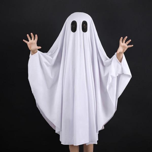 Halloween Barnekostyme med Spøkelseskappe - Baby Spøkelsesdrakt for Halloween Cosplay - Kostyme for Barn i Alderen 1-9 År